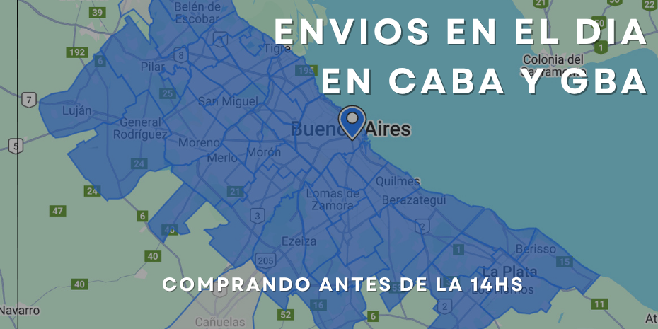 En CABA y GBA te llega en el día por motomensajeria comprando antes de las 14hs