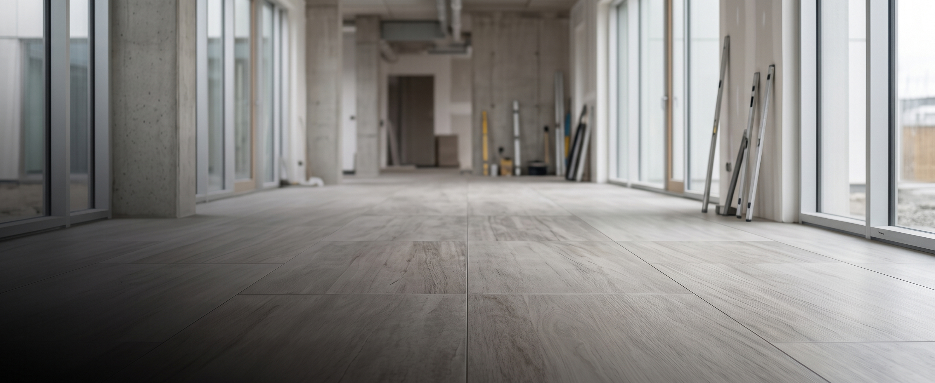 Obra en construcción con porcelanato Navarro Ache