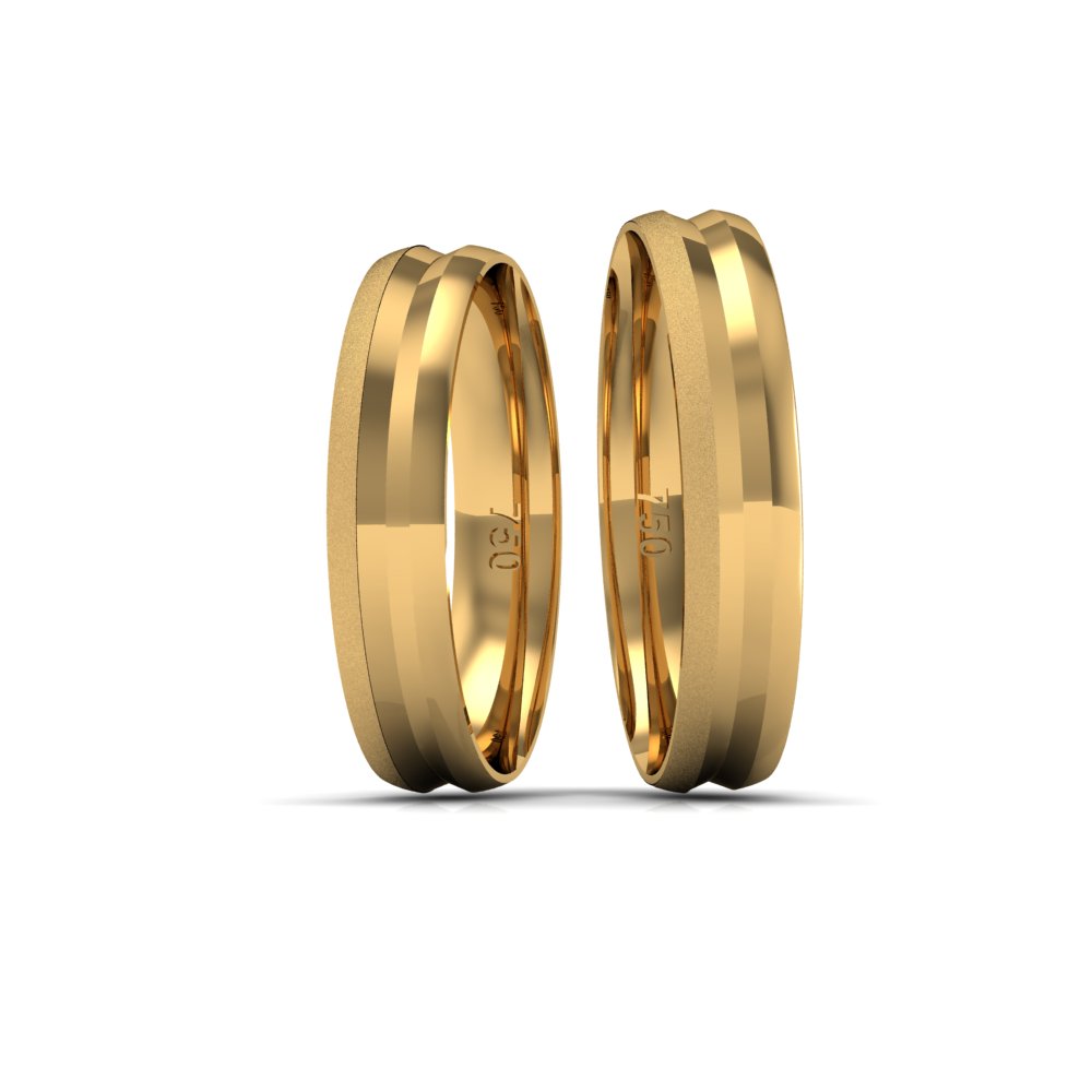 Alianças de Casamento Ouro 18k Detlahe Chanfrado 4mm