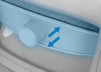 Imagem do ajuste lombar da cadeira Adria demonstrando regulagens de altura e profundidade.