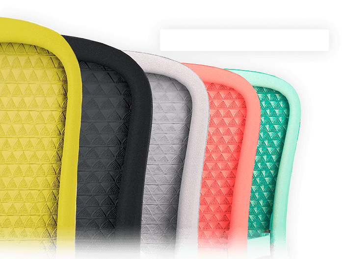 Encosto da cadeira Atria DT3 em todas as cores um após o outro.