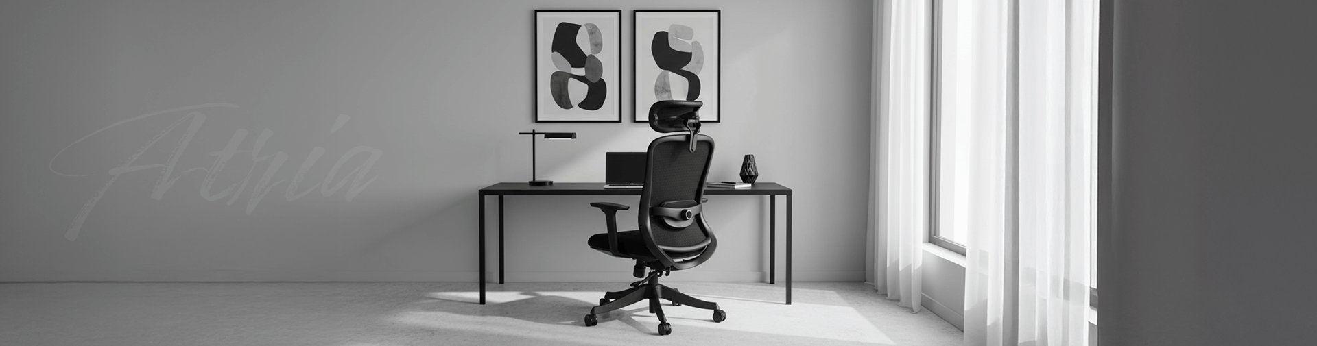 Cadeira Atria DT3 ambientada em escritório clean bem iluminado.