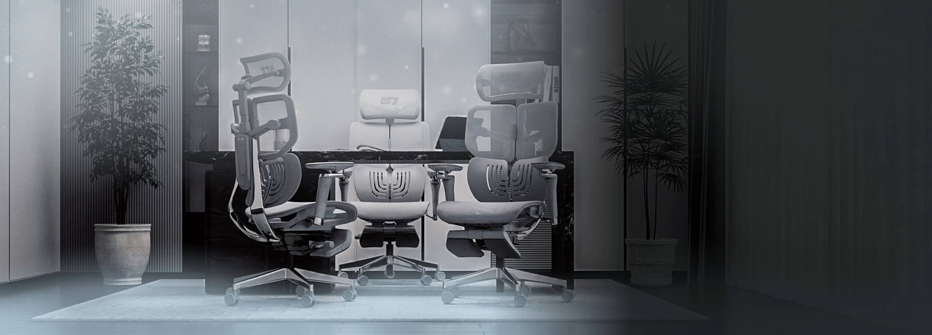 Cadeira Frost DT3 ambientada em escritório moderno e elegante.