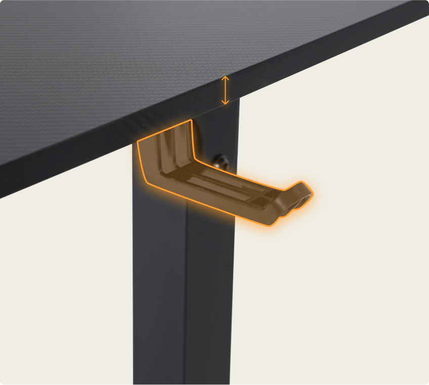 Ilustrativo da mesa F40 DT3 com o suporte de headset em destaque