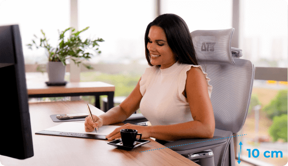 Ajuste da altura do apoio de braço da Ergonomie