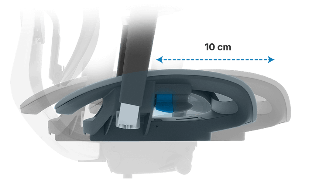 Ilustração 3D do assento deslizante da cadeira Frost DT3.