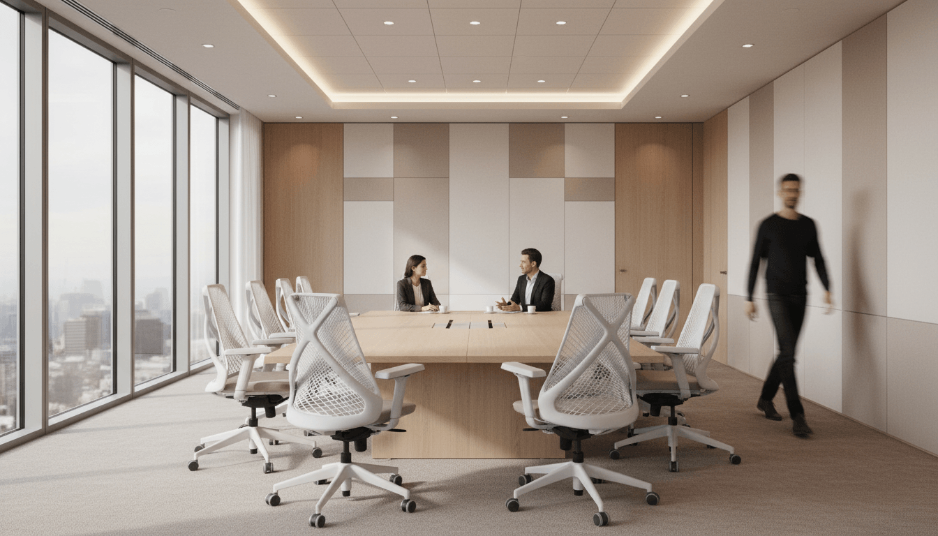 Sala de reunião equipada com cadeiras Calisto