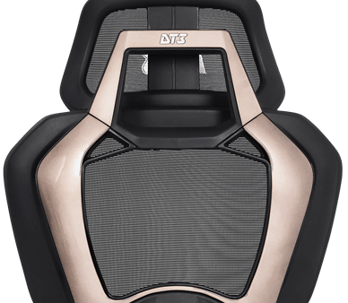Encosto em mesh Vintex-C da cadeira Chrono Black com partes cromadas em rosé gold