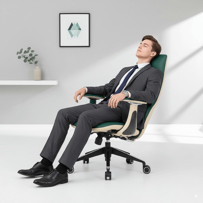 Homem descansando reclinado na cadeira Vivance