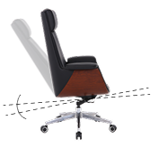 Ilustração da 'Função Relax' na cadeira presidente DT3 Mielya MB, mostrando o movimento de inclinação suave do encosto sobre fundo preto.