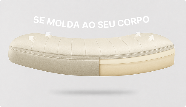 Dupla camada de espuma da Dolly: se molda ao seu corpo