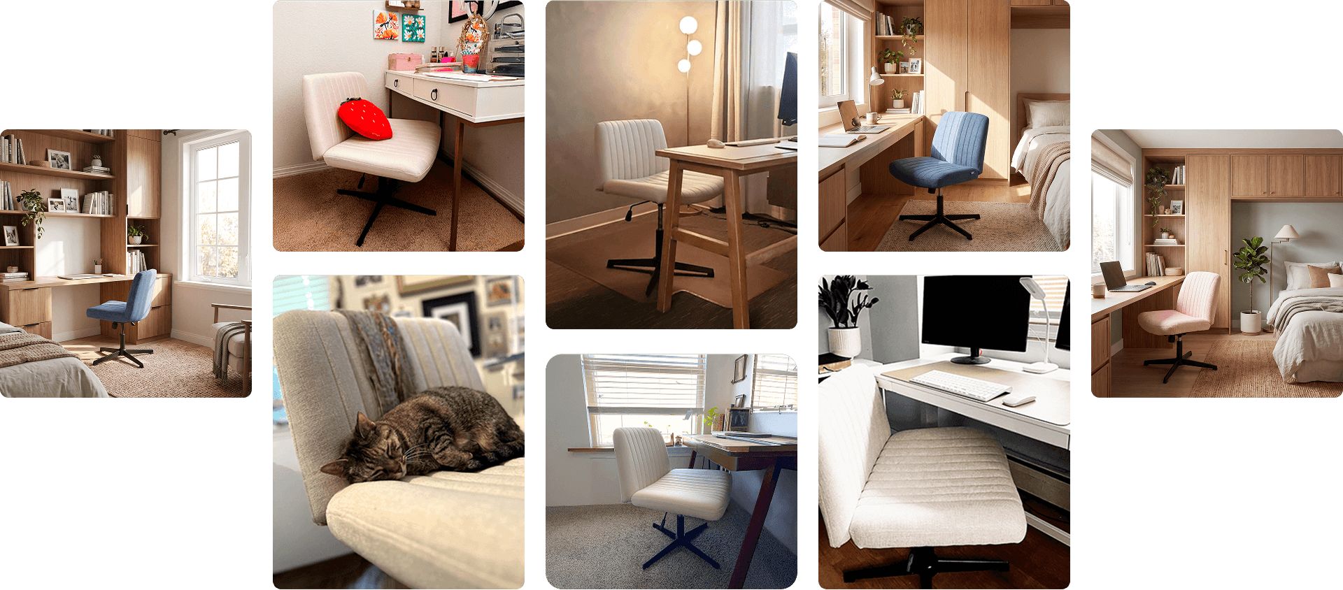 Cadeira Dolly em diferentes cores e ambientes