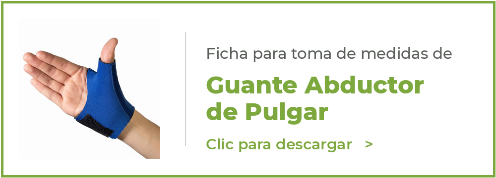 Ficha para toma de medidas de guante abductor de pulgar pediátrico Valfra