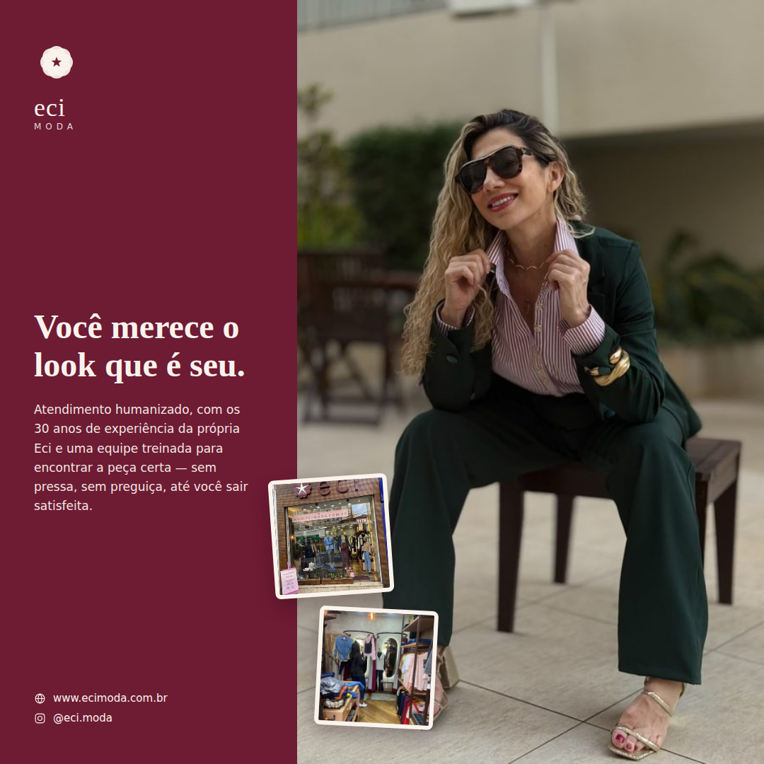 Atendimento personalizado e interior da ECI Moda nos Jardins, São Paulo