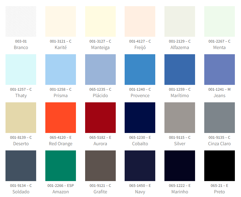 Tabela de Cores
