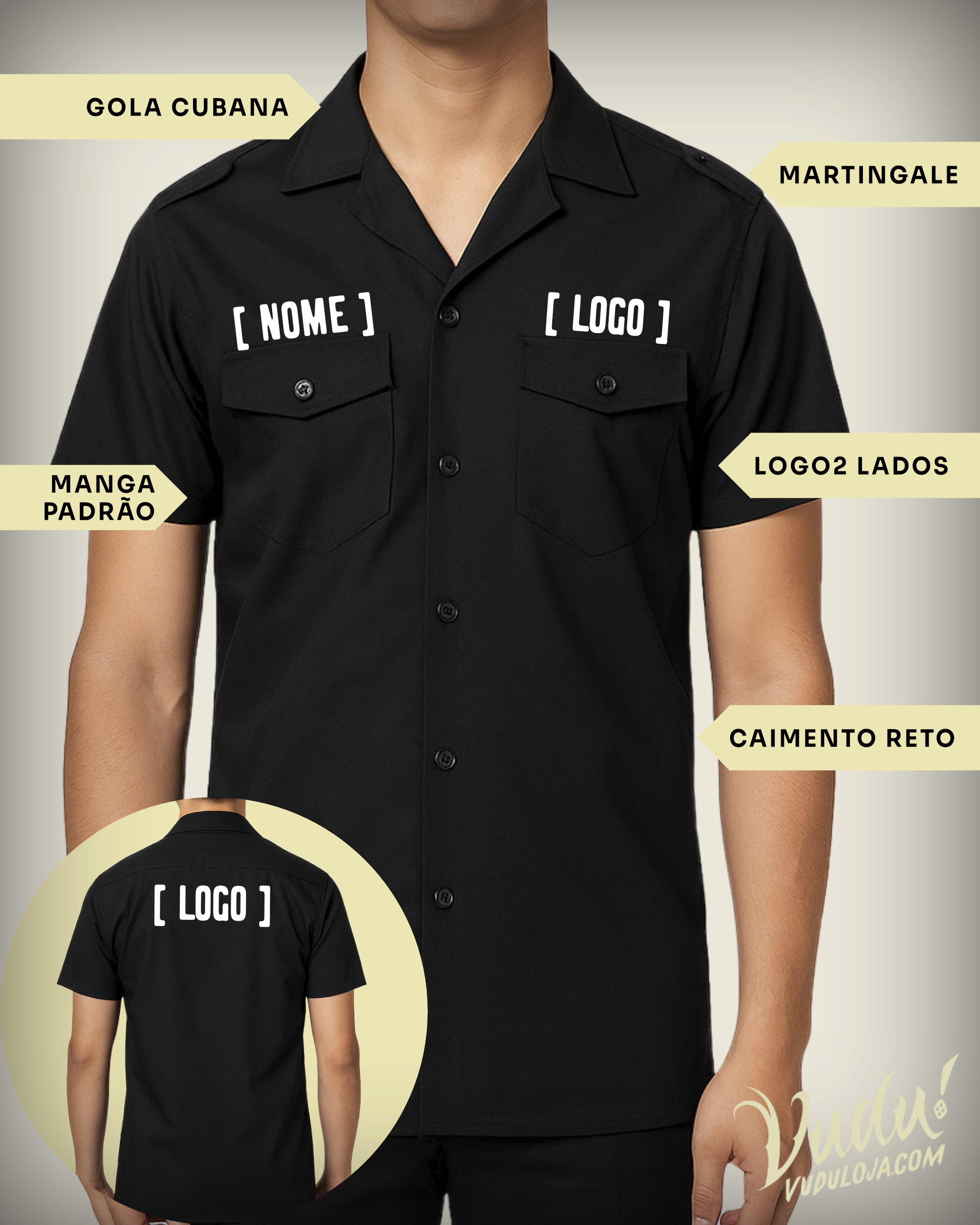 Camisa work personalizada dois lados frontais e costas