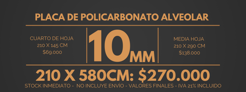 Precio placa alveolar 10mm