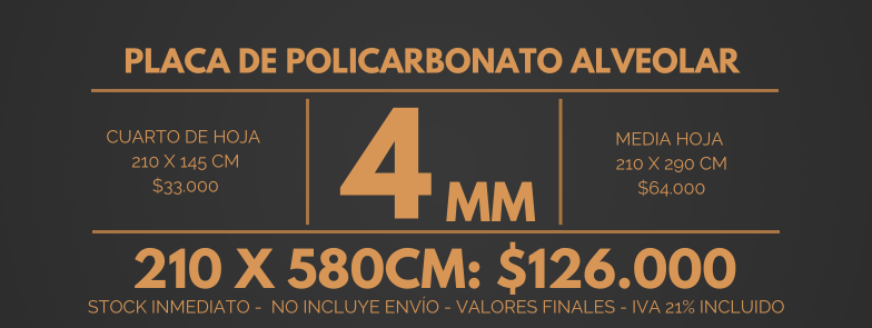 Precio placa alveolar 4mm