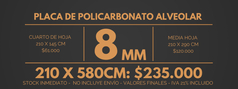 Precio placa alveolar 8mm