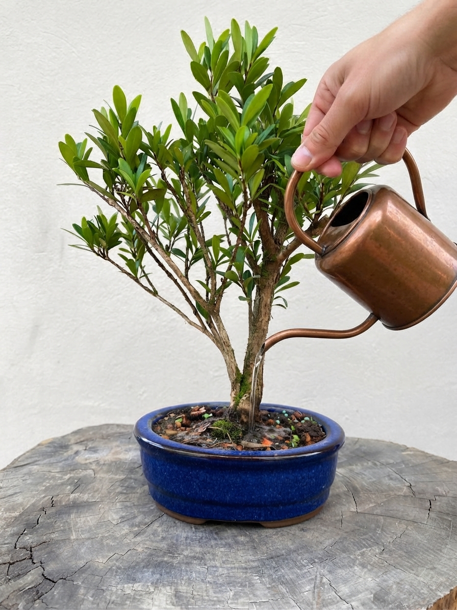 Regando o Bonsai