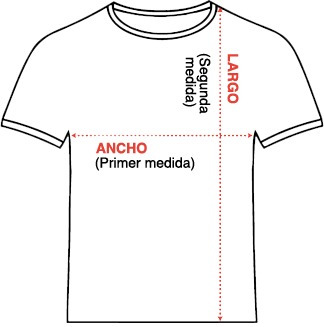 Guía de talles de remeras unisex de Cóndor Wear. Imagen que muestra cómo medir el ancho y el largo de una camiseta.