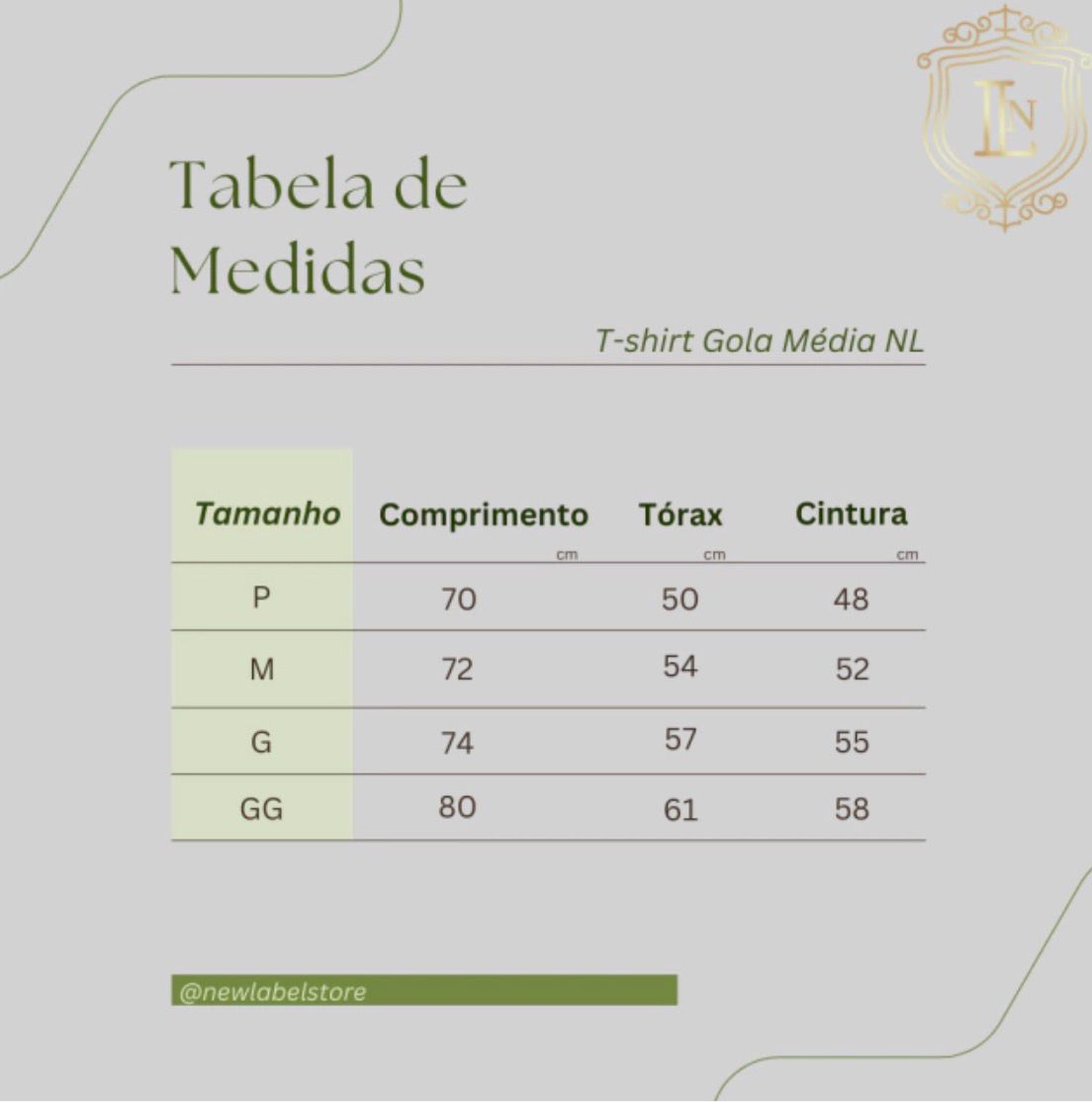 Tabela de Medidas