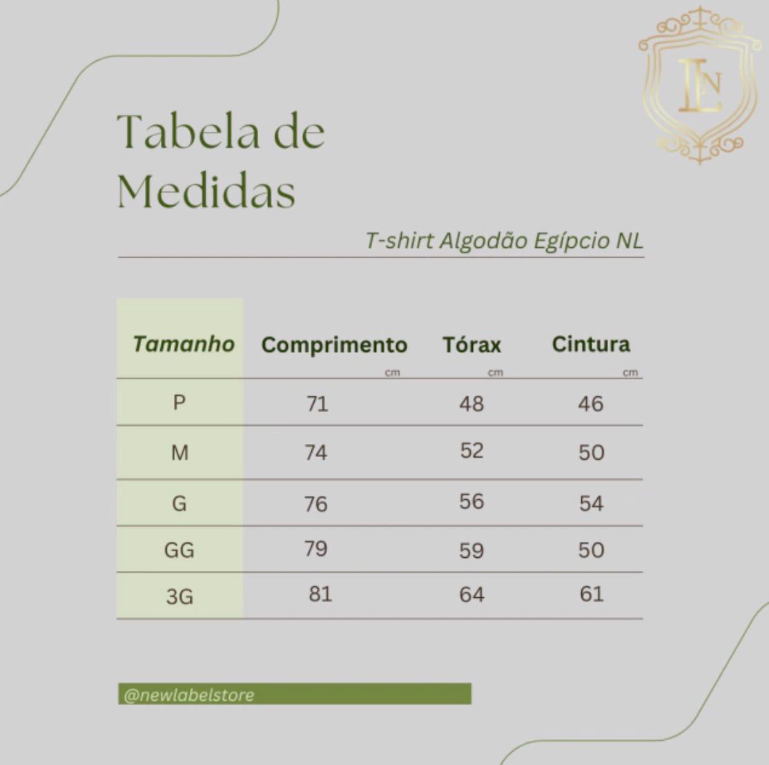 Tabela de Medidas