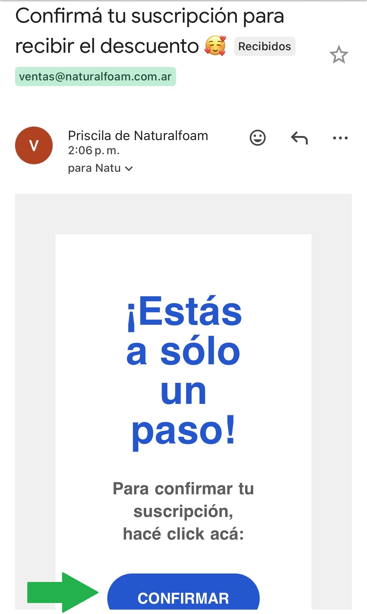 PRINT 2: Mail de confirmación + botón marcado.