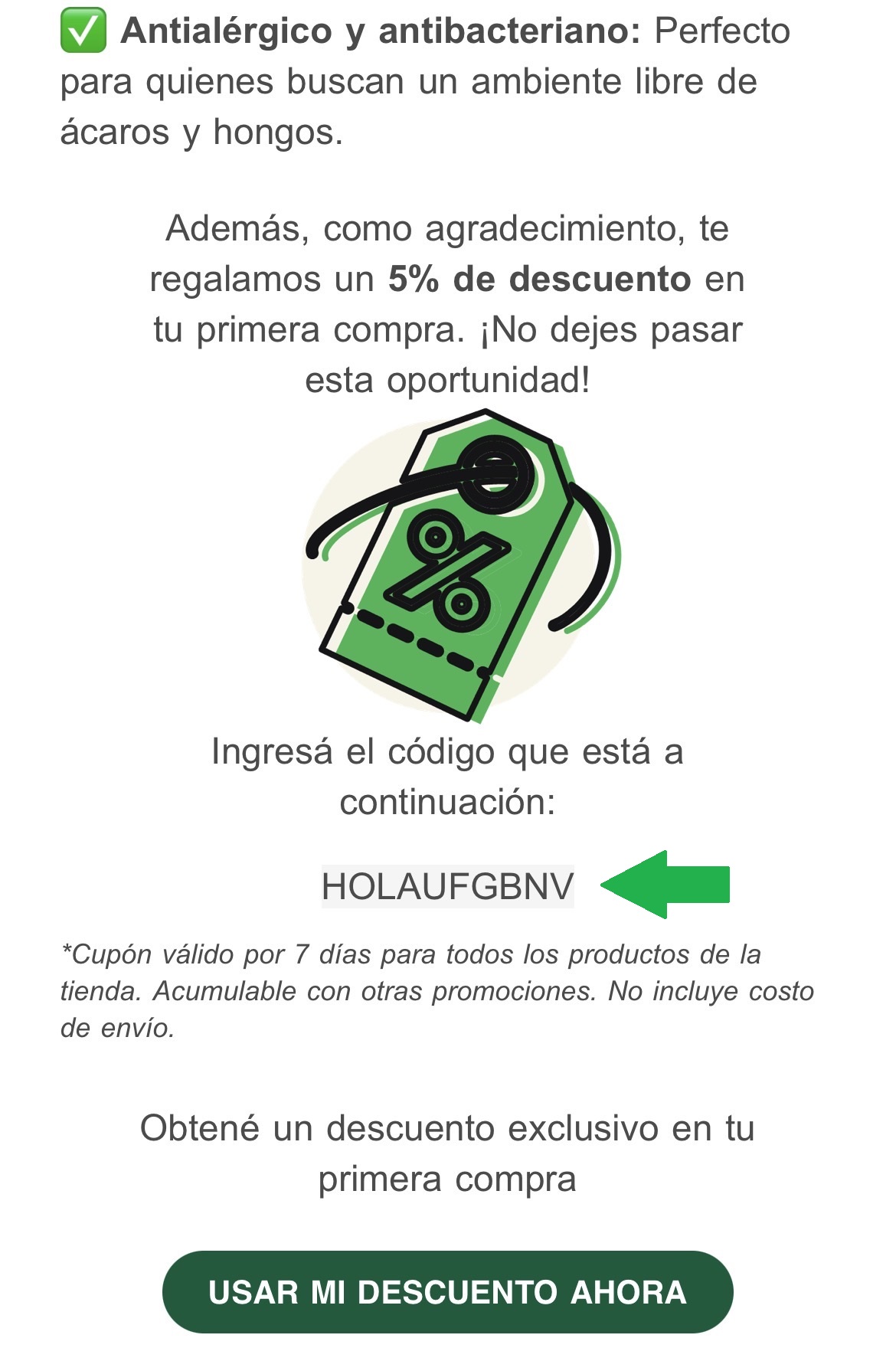 PRINT 3: Mail de bienvenida + código marcado