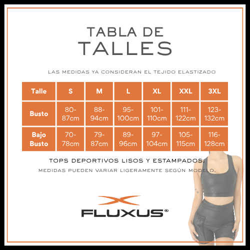 Tabla de talles de TOPS DEPORTIVOS