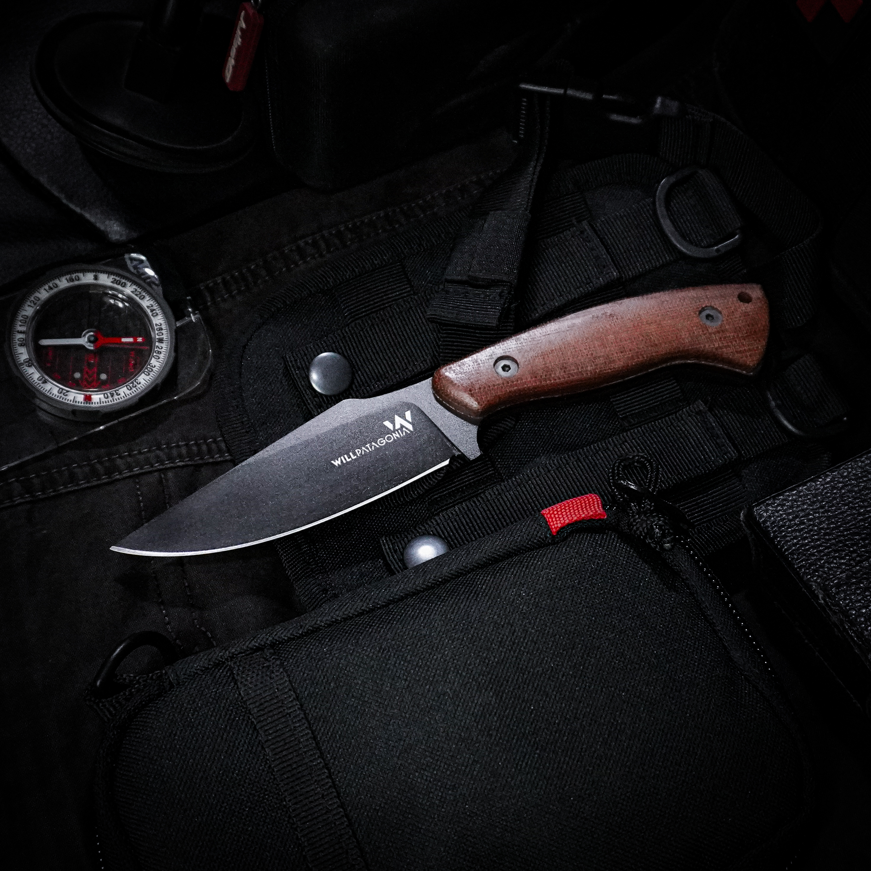 Cuchillo cazador Notho de WillPatagonia en Micarta marrón y cerakote