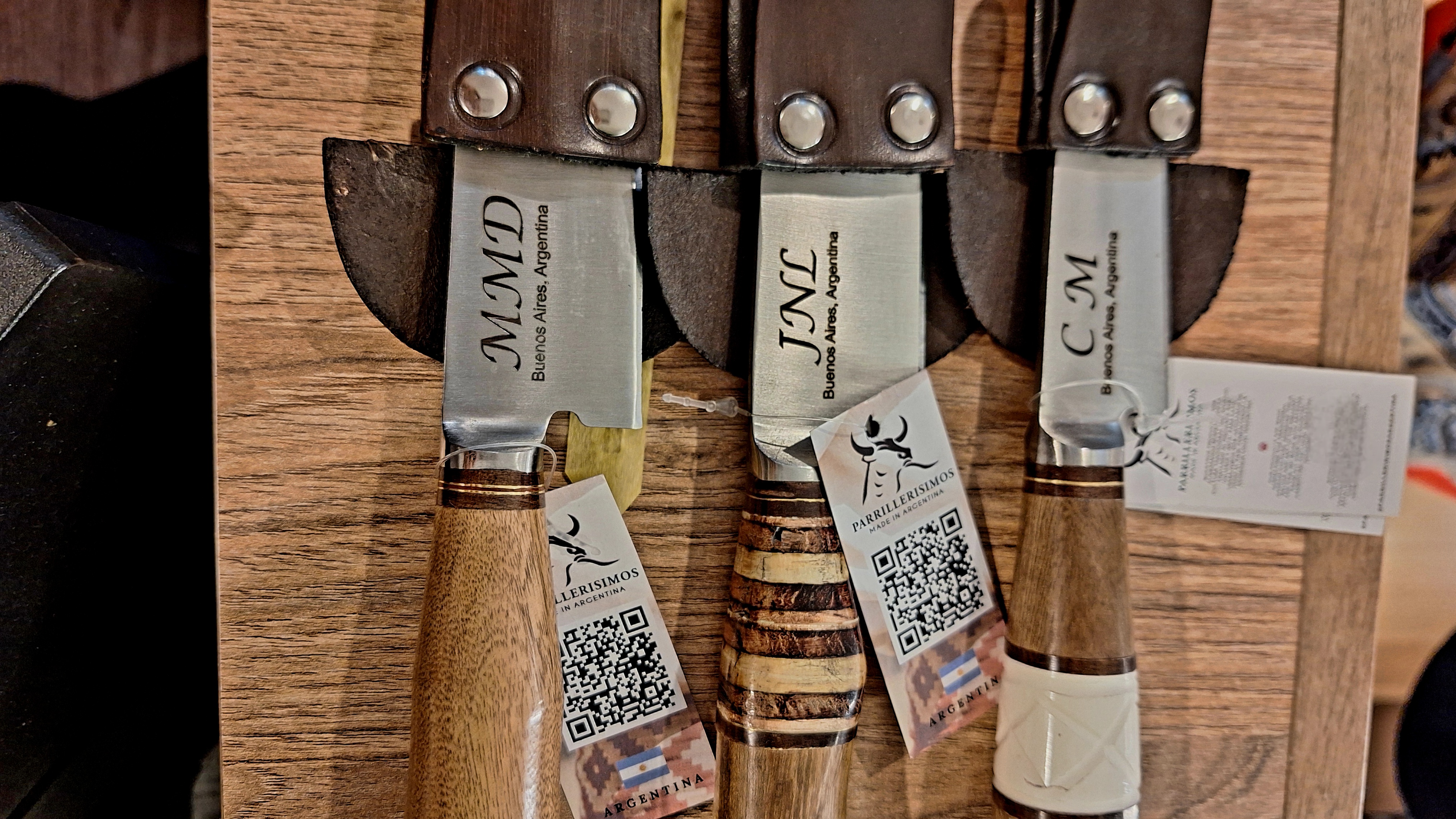 Selection of handmade Argentine knives in our Buenos Aires store