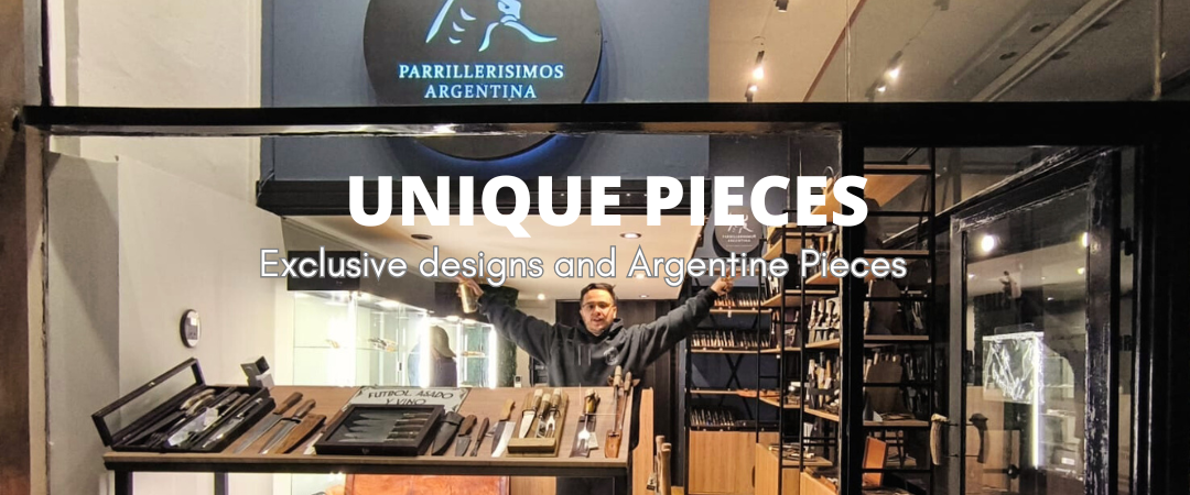 Handmade Argentine knife displayed in a physical knife shop in Buenos Aires