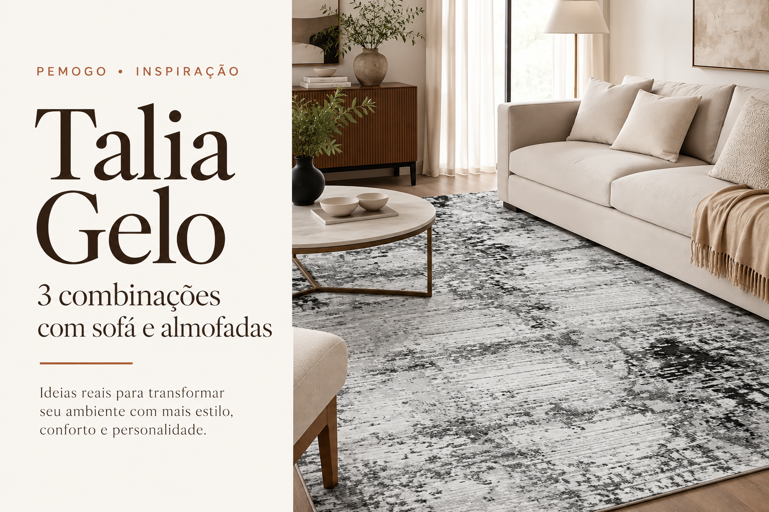 Talia Gelo: 3 combinações com sofá e almofadas — Pemogo