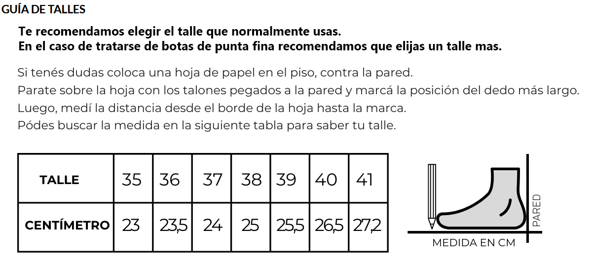 Guía de talles