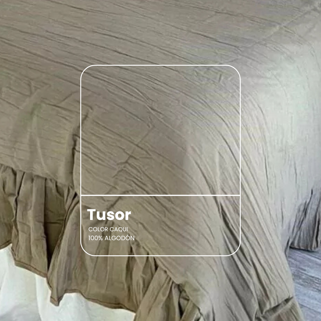 Acolchado Roma en color caqui de tusor