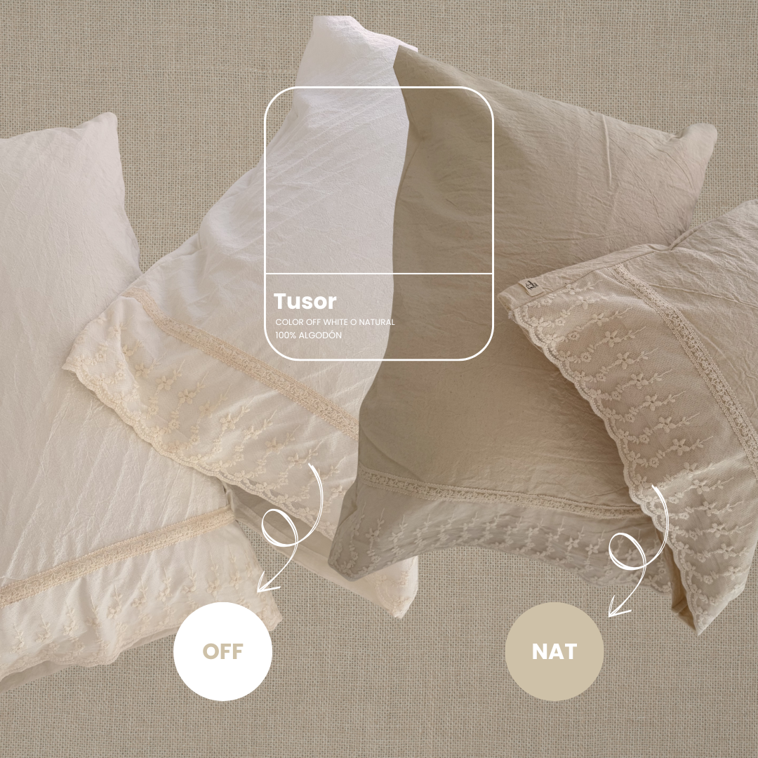 Fundas Ikaria realizadas en tusor con puntilla