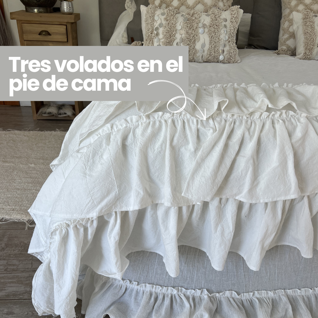 Detalle de volados acolchado Serena Off White