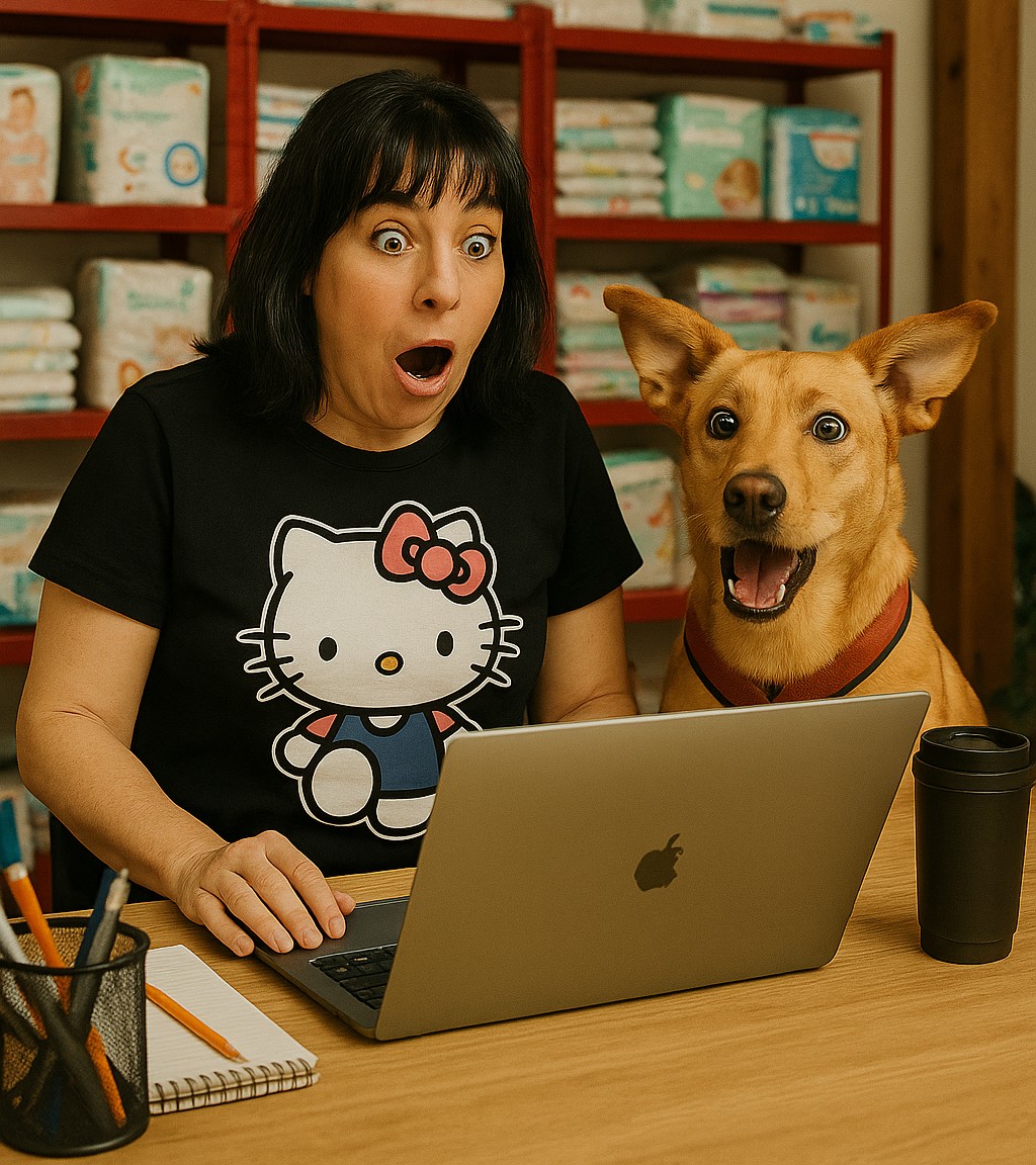 Jorgelina y Uma en la oficina de Infinity Shop