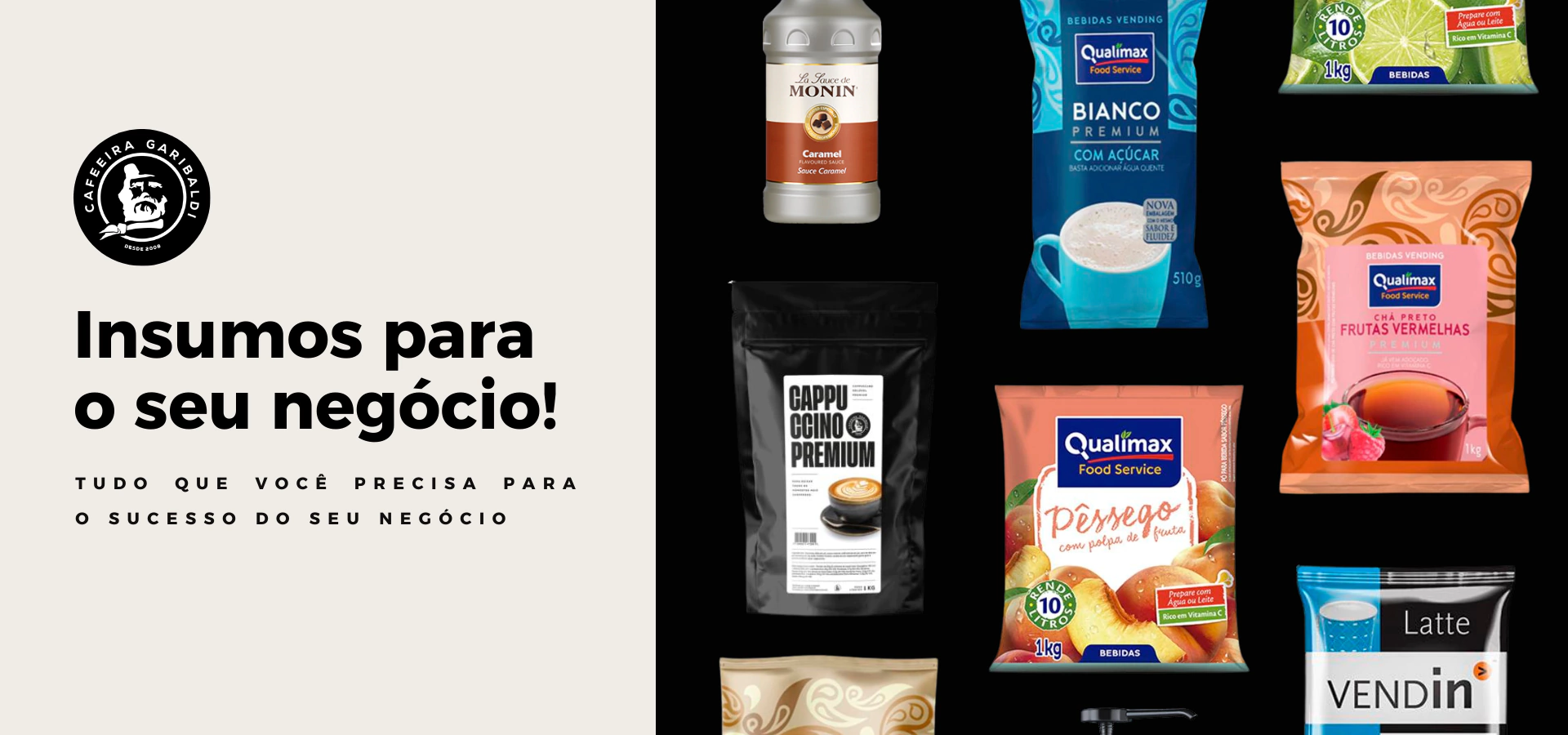 Banner da categoria Bebidas e Insumos