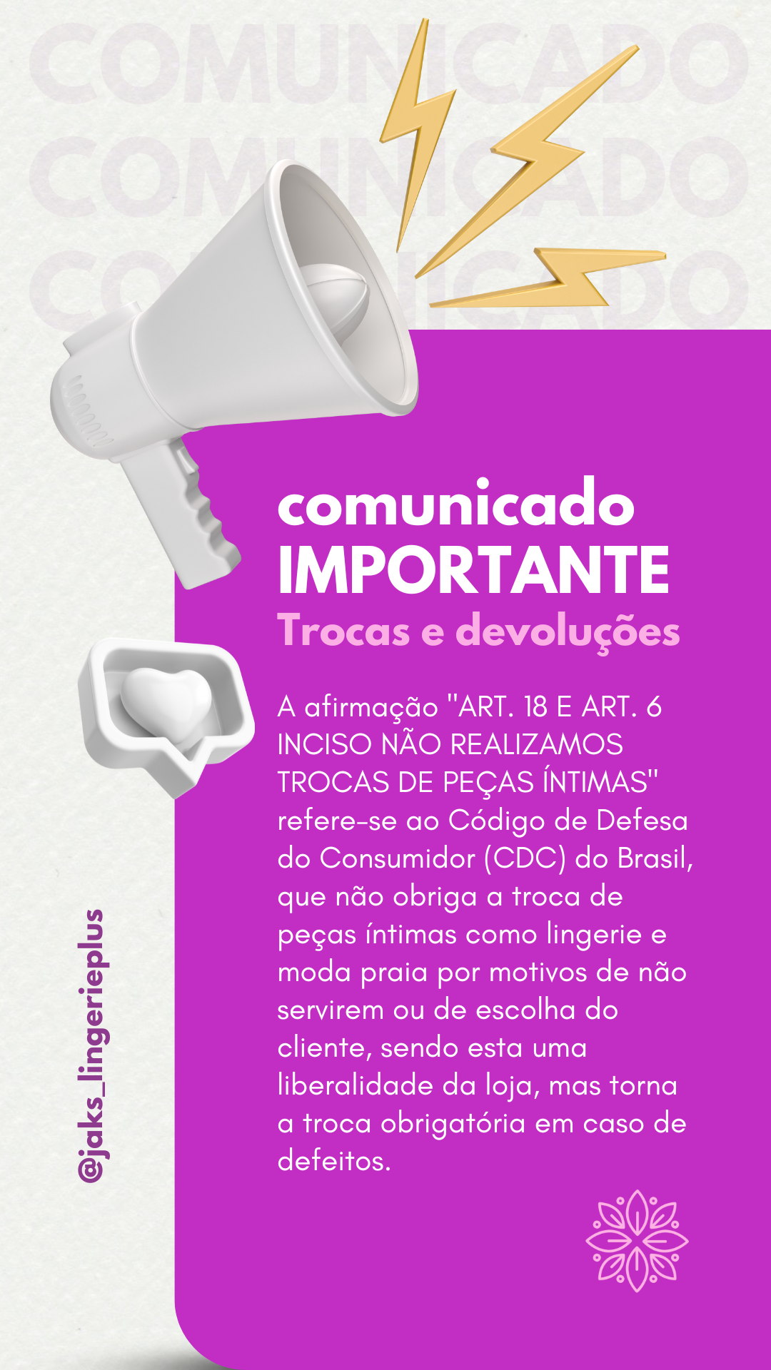 Trocas e devoluções regra Jaks