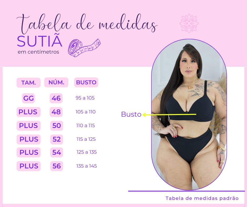 Sutiã - Tabela de Medidas