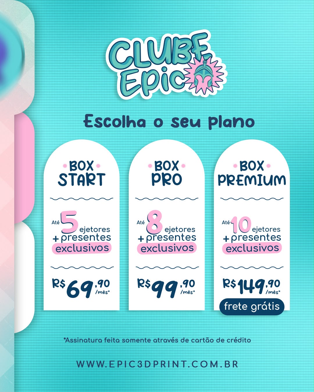 Clube Epic: planos Start, Pro e Premium