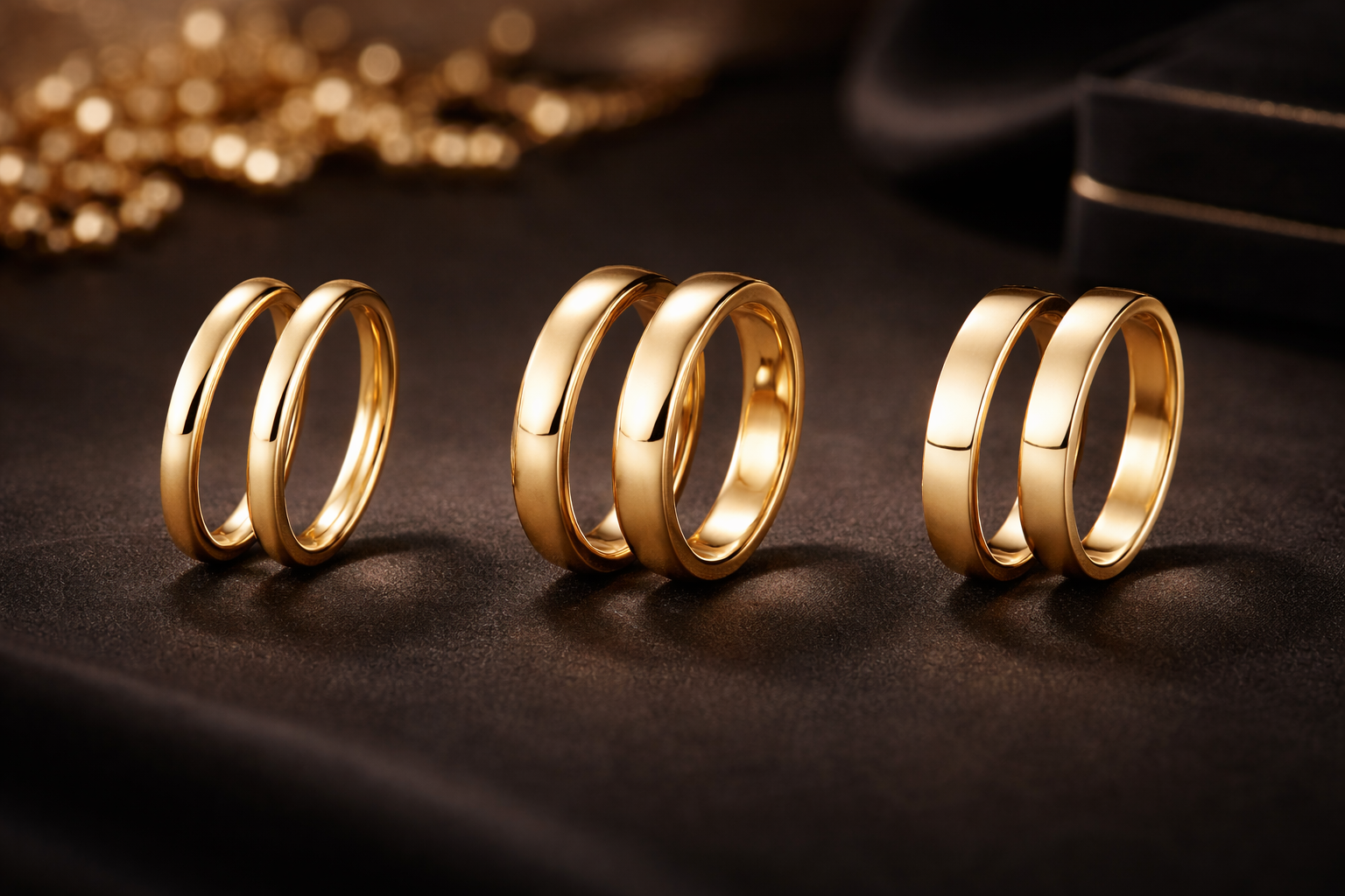 Diferencia de alianzas de oro 18K clásicas