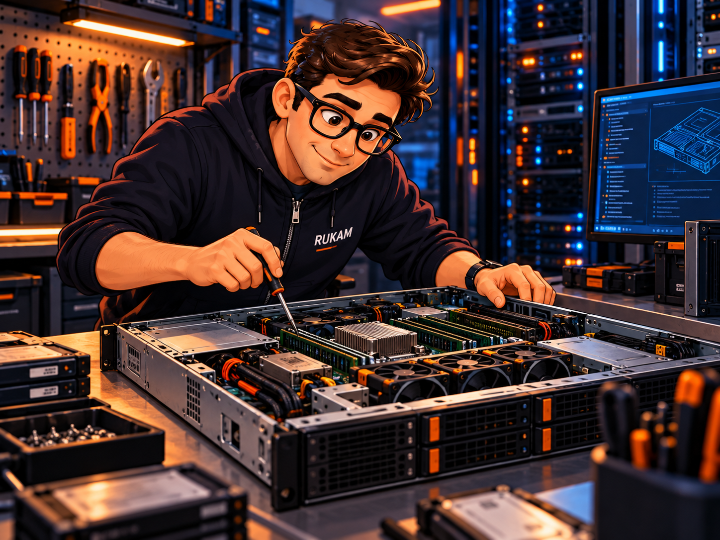 Nerd Virtual da RUKAM analisando uma configuração