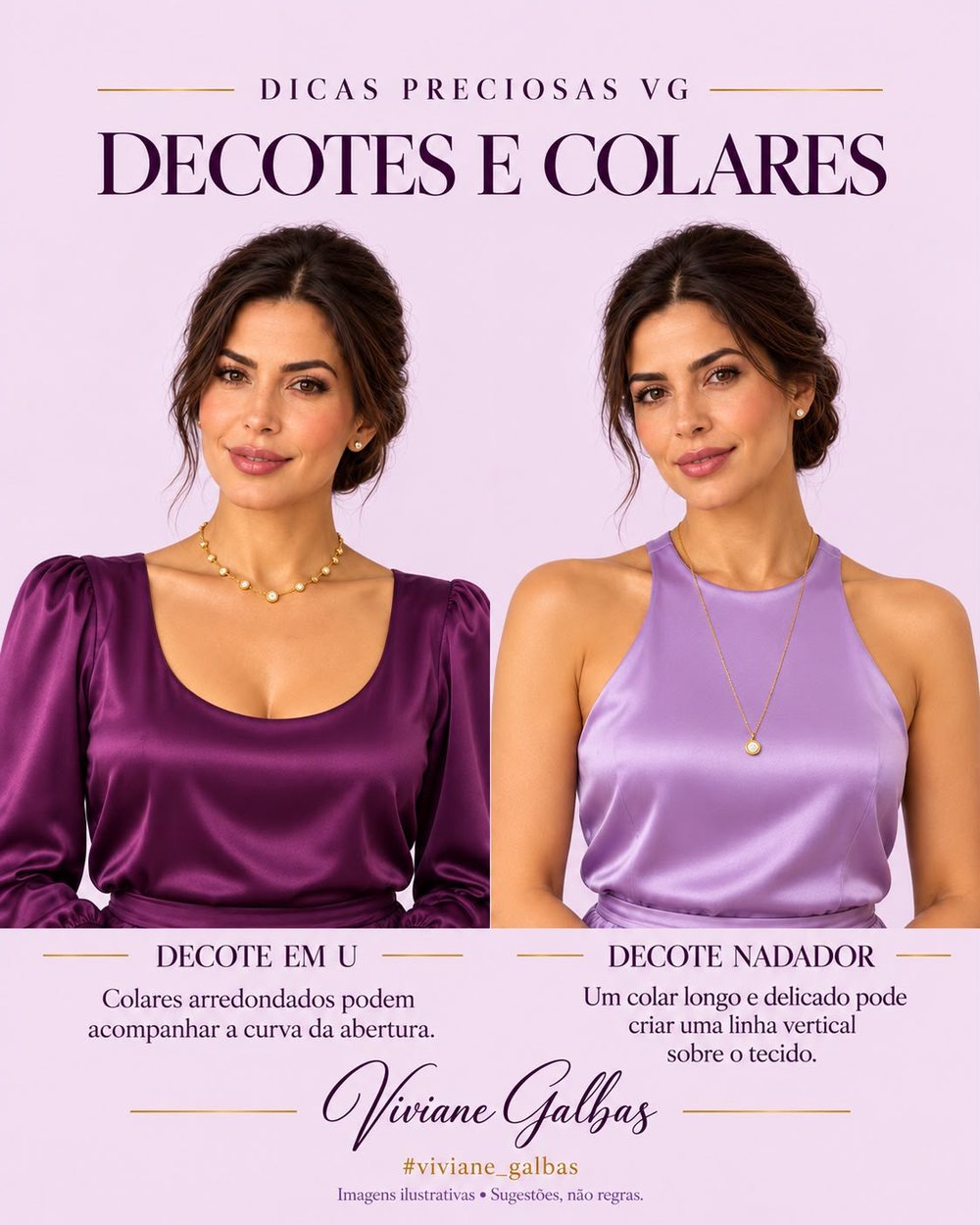 Colar para decote em U e decote nadador