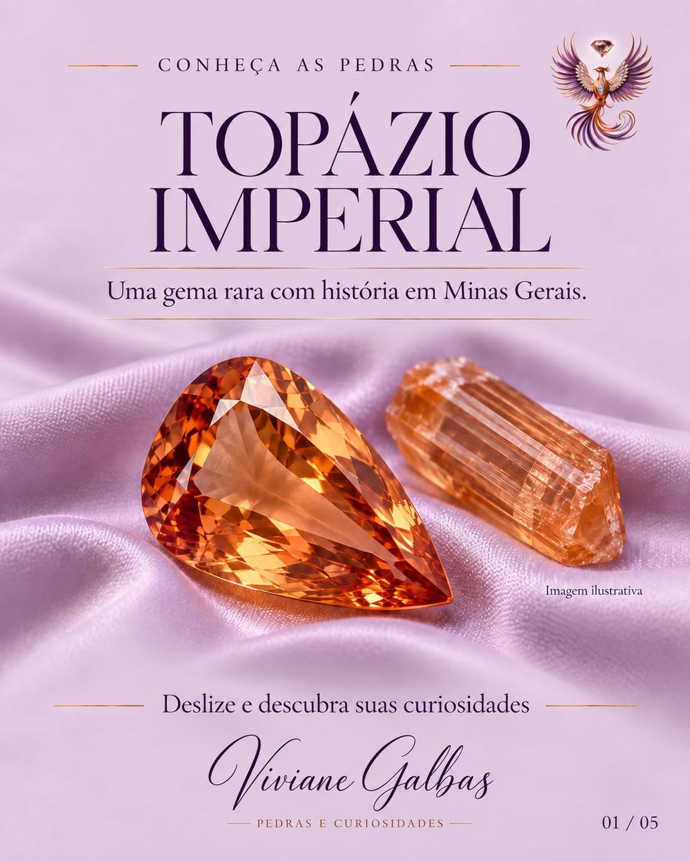Topázio Imperial lapidado e em estado bruto