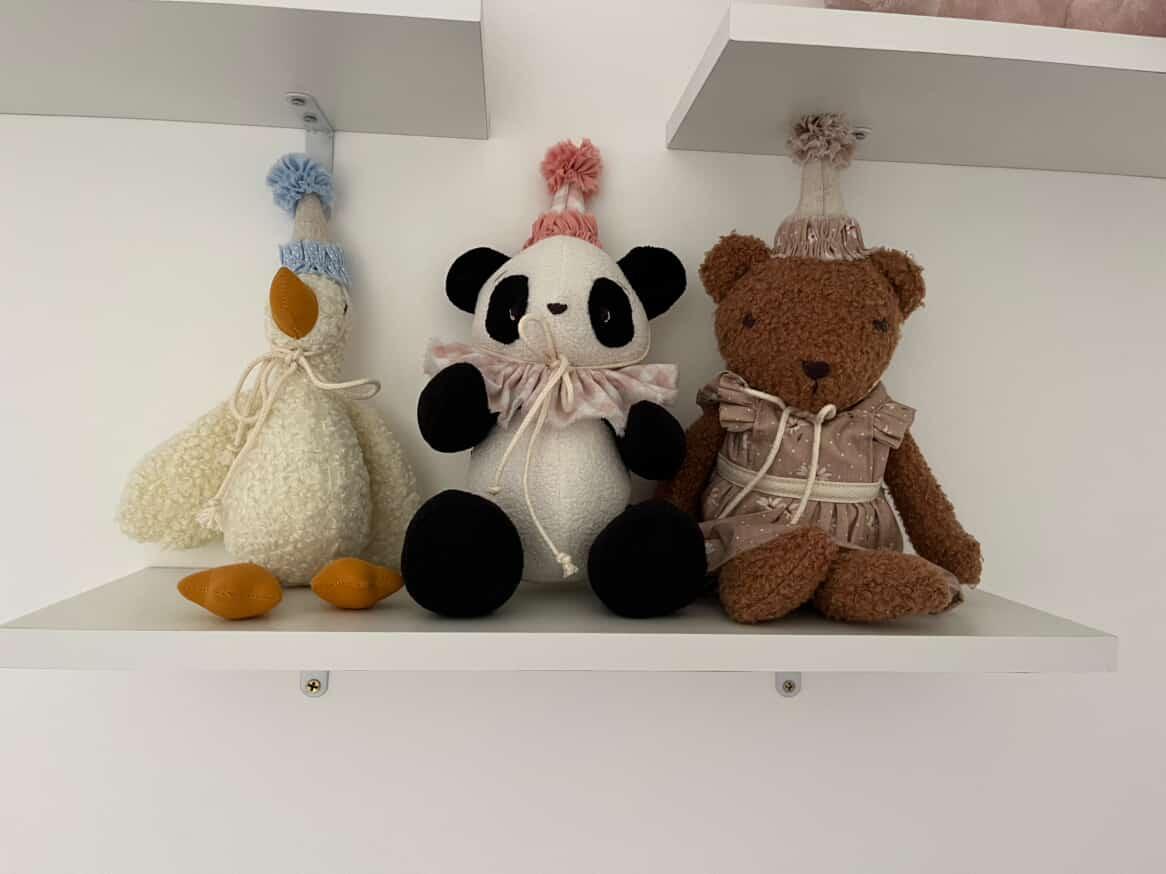 ganso mini, urso panda e ursa jade