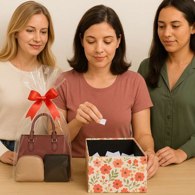 Participantes escribiendo nombres para rifa casera de bolsas