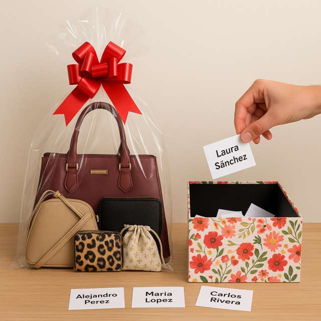 Combo de bolsas, carteras y accesorios para rifa por catálogo